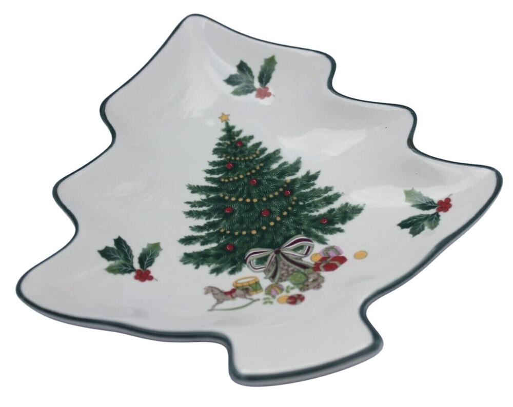 MIKASA Christmas Story Tree Shaped Dish Nut/Candy Plate Tray VINTAGE
